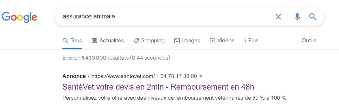 Publicité et landing page