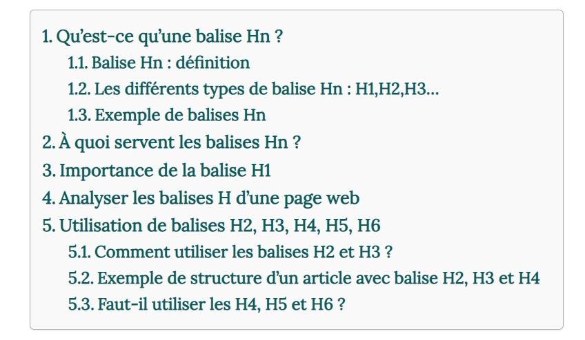 Utilisation de balise Hn