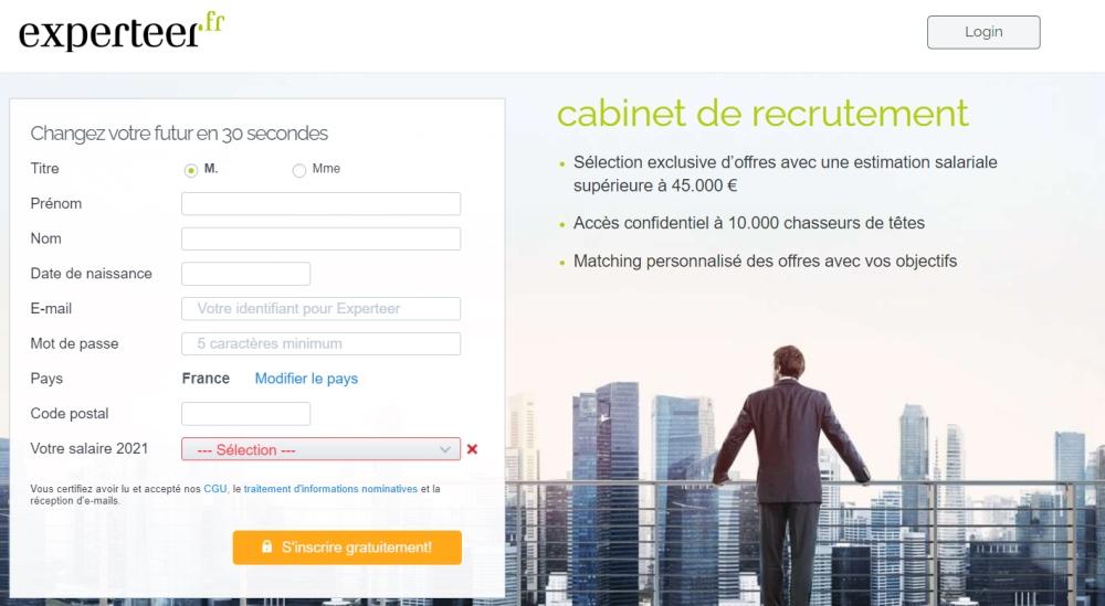 Exemple de landing page cabinet de recrutement