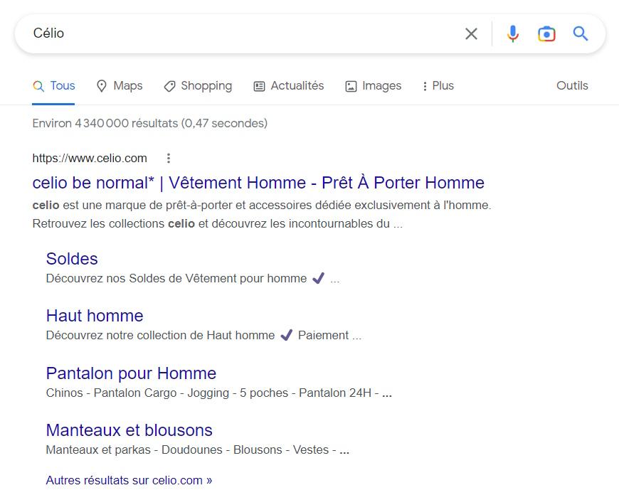 Position d'un site sur Google