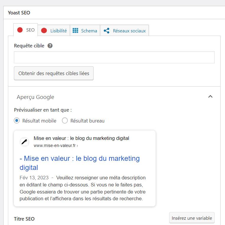 Requête cible WordPress