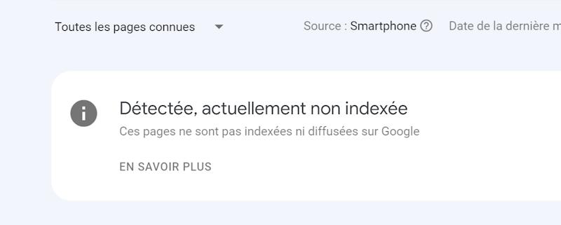 google search console détectée actuellement non indexée