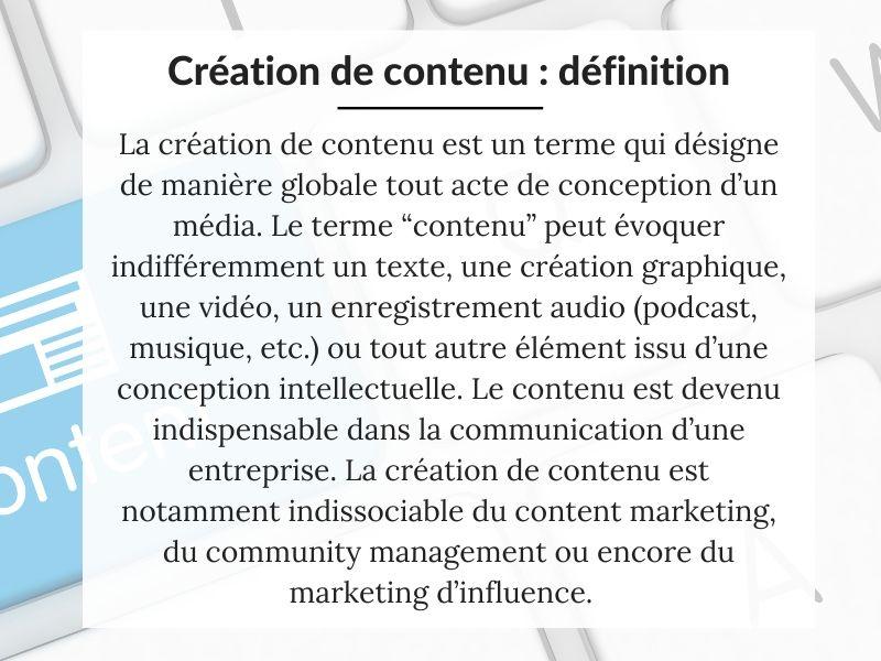 Création de contenu définition