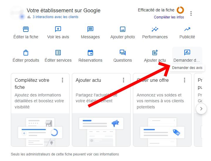 Lien de demande d'avis Google