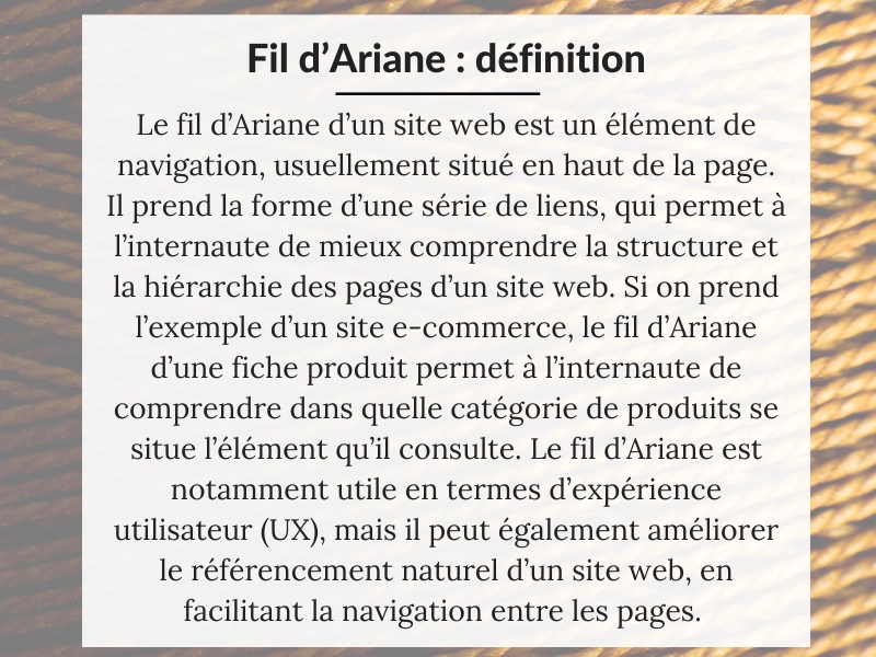 Définition fil d'Ariane web (breadcrumb)