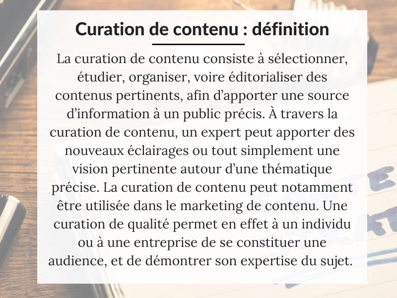 Définition curation de contenu