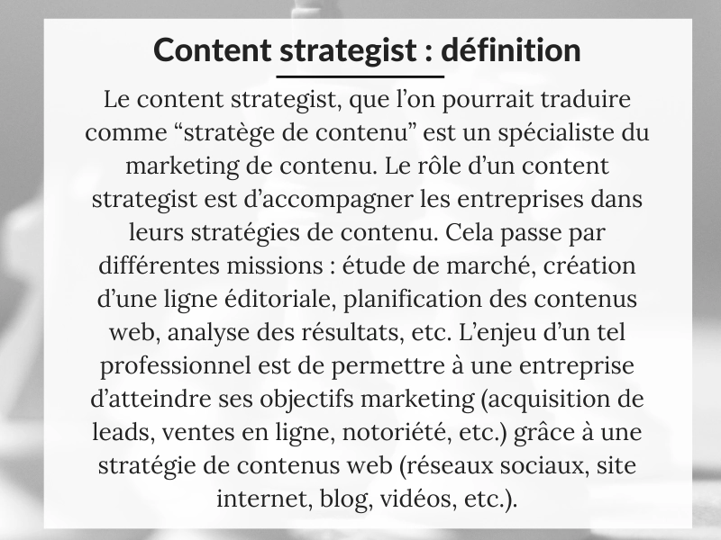 Content Strategist : définition