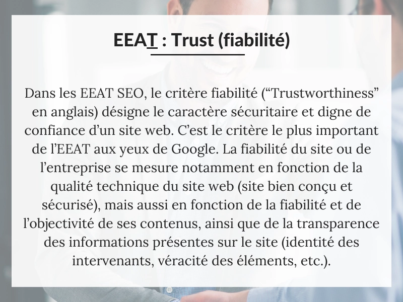 EEAT Trustworthiness fiabilité